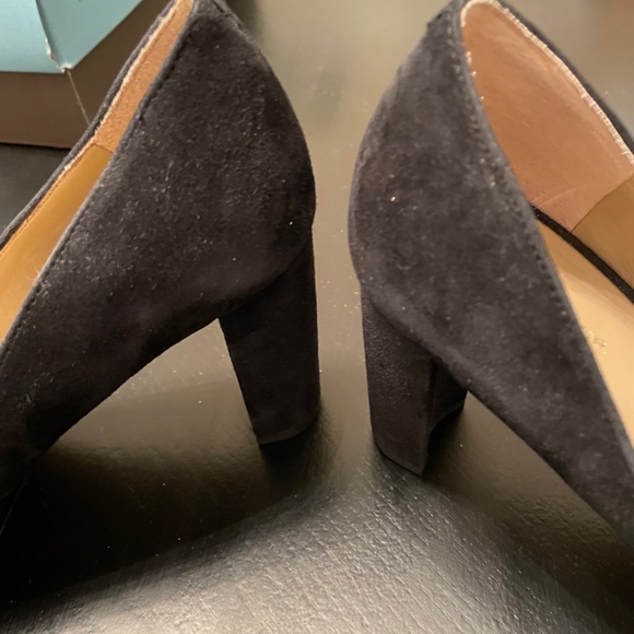 Ann Taylor Black Suede Block Heel with Crystal Detail - Size 9 - Picture 6 of 11